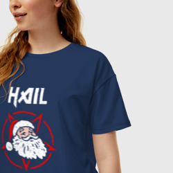 Женская футболка хлопок Oversize Hail Santa - фото 2