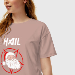 Женская футболка хлопок Oversize Hail Santa - фото 2