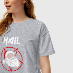 Женская футболка хлопок Oversize Hail Santa - фото 2