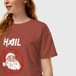 Женская футболка хлопок Oversize Hail Santa - фото 2