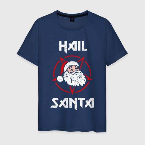 Мужская футболка хлопок Hail Santa, цвет темно-синий