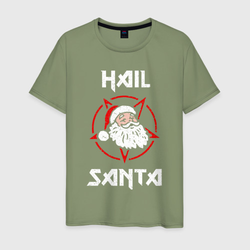 Мужская футболка хлопок Hail Santa, цвет авокадо