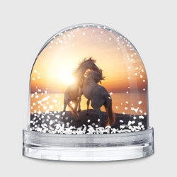 Игрушка Снежный шар Лошади на закате