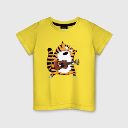 Детская футболка хлопок Тигр играет на гитаре