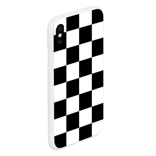 Чехол для iPhone XS Max матовый Шахматная доска паттерн, цвет белый - фото 3