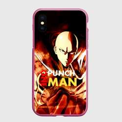 Чехол для iPhone XS Max матовый Огненный Сайтама One Punch-Man