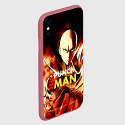Чехол для iPhone XS Max матовый Огненный Сайтама One Punch-Man - фото 2