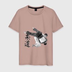 Мужская футболка хлопок Дзюдо Бросок через бедро с падением