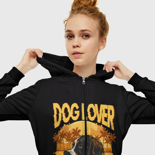 Женская толстовка 3D на молнии Любитель Собак Dog Lover, цвет черный - фото 5