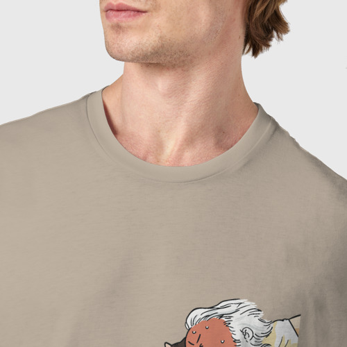 Мужская футболка хлопок Сотворение тигрёнка - пародия на Микеланджело, цвет миндальный - фото 6