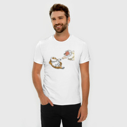 Мужская футболка хлопок Slim Сотворение тигрёнка - пародия на Микеланджело - фото 2