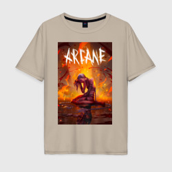 Мужская футболка хлопок Oversize Джинкс объятая пламенем Аркейн Лига Легенд