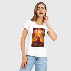 Женская футболка хлопок Slim Джинкс объятая пламенем Аркейн Лига Легенд - фото 2