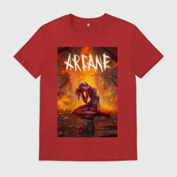 Мужская футболка хлопок Джинкс объятая пламенем Аркейн Лига Легенд