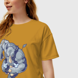Женская футболка хлопок Oversize Даже и не думай - свирепый носорог - фото 2