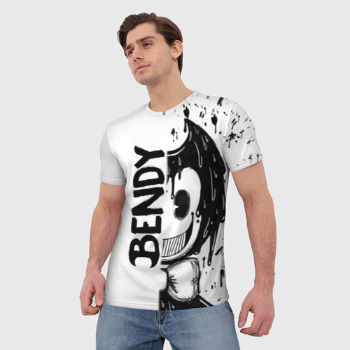 Мужская футболка 3D Bendy - Бенди брызги краски, цвет 3D печать - фото 3