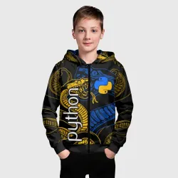 Детская толстовка 3D на молнии Python питон змея - фото 2