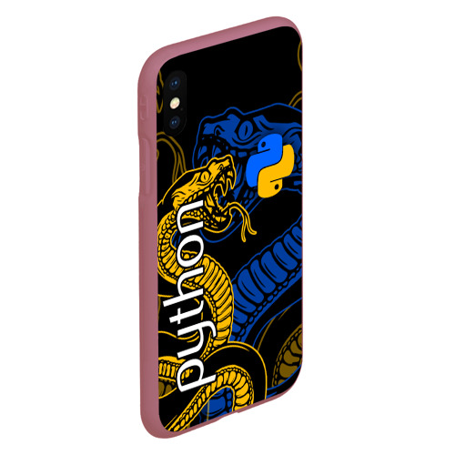 Чехол для iPhone XS Max матовый Python питон змея, цвет малиновый - фото 3