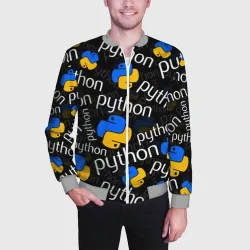 Мужской бомбер 3D Python Пайтон питон узор - фото 2