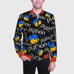 Мужской бомбер 3D Python Пайтон питон узор - фото 2