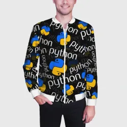 Мужской бомбер 3D Python Пайтон питон узор - фото 2