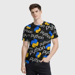 Мужская футболка 3D Python Пайтон питон узор - фото 2