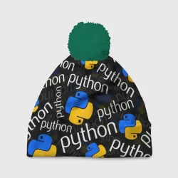 Шапка 3D c помпоном Python Пайтон питон узор