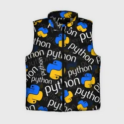 Женский жилет утепленный 3D Python Пайтон питон узор