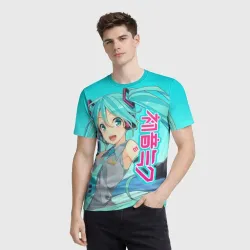 Мужская футболка 3D Hatsune Miku Мику Хацунэ - фото 2