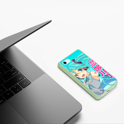 Чехол для iPhone 5/5S матовый Hatsune Miku Мику Хацунэ, цвет салатовый - фото 5