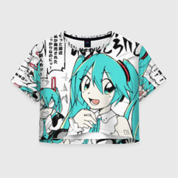 Женская футболка Crop-top 3D Hatsune Miku Vocaloid