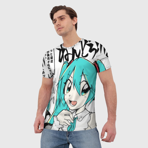 Мужская футболка 3D Hatsune Miku Vocaloid, цвет 3D печать - фото 3