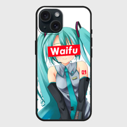 Чехол силиконовый для Apple iPhone 15 матовый Waifu - Hatsune Miku