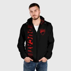 Мужская ветровка 3D Ducati black red line - фото 2