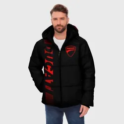 Мужская зимняя куртка 3D Ducati black red line - фото 3