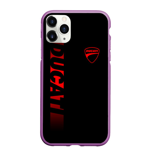 Чехол для iPhone 11 Pro Max матовый Ducati black red line, цвет фиолетовый