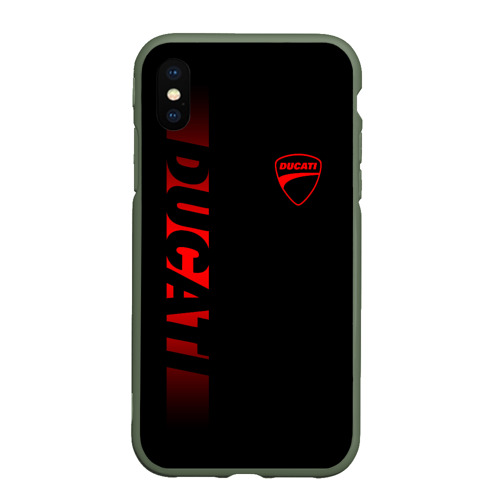 Чехол для iPhone XS Max матовый Ducati black red line, цвет темно-зеленый