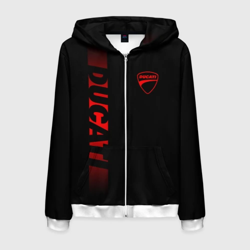 Мужская толстовка 3D на молнии Ducati black red line