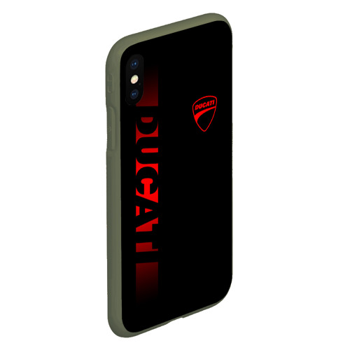 Чехол для iPhone XS Max матовый Ducati black red line, цвет темно-зеленый - фото 3