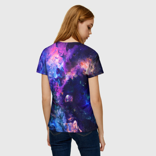 Женская футболка 3D Неоновые космос neon space, цвет 3D печать - фото 4