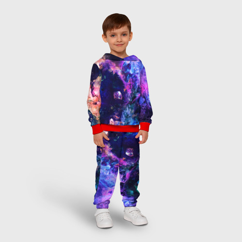 Детский костюм с толстовкой 3D Неоновые космос neon space, цвет красный - фото 3