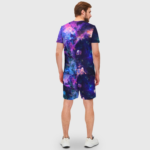 Мужской костюм с шортами 3D Неоновые космос neon space, цвет 3D печать - фото 4