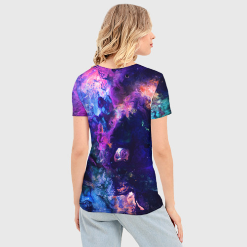 Женская футболка 3D Slim Неоновые космос neon space, цвет 3D печать - фото 4