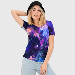 Женская футболка 3D Slim Неоновые космос neon space - фото 2