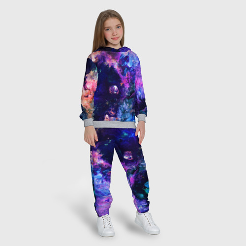 Детский костюм с толстовкой 3D Неоновые космос neon space, цвет меланж - фото 5