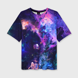 Женская футболка oversize 3D Неоновые космос neon space