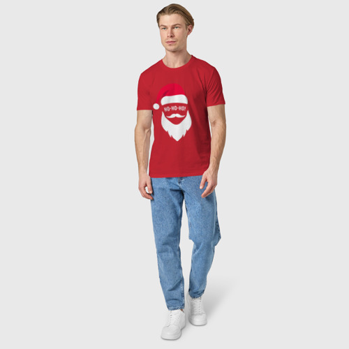 Мужская футболка хлопок Санта Хо-Хо-Хо арт, цвет красный - фото 5