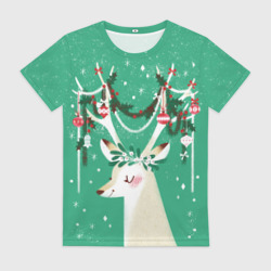 Женская футболка 3D Олень. Новый год