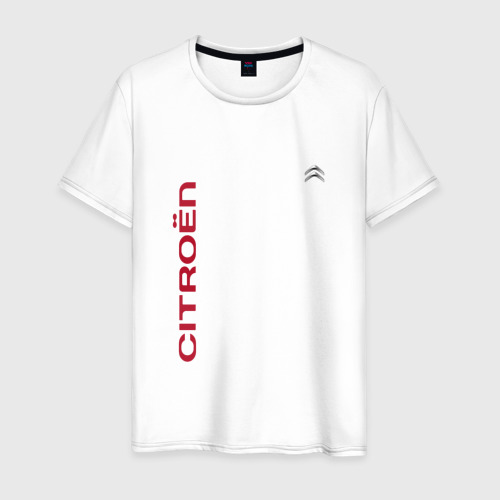 Мужская футболка из хлопка с принтом Citroen Ситроён french Auto, вид спереди №1