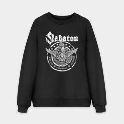 Мужской свитшот oversize без начеса хлопок Белый логотип Sabaton
